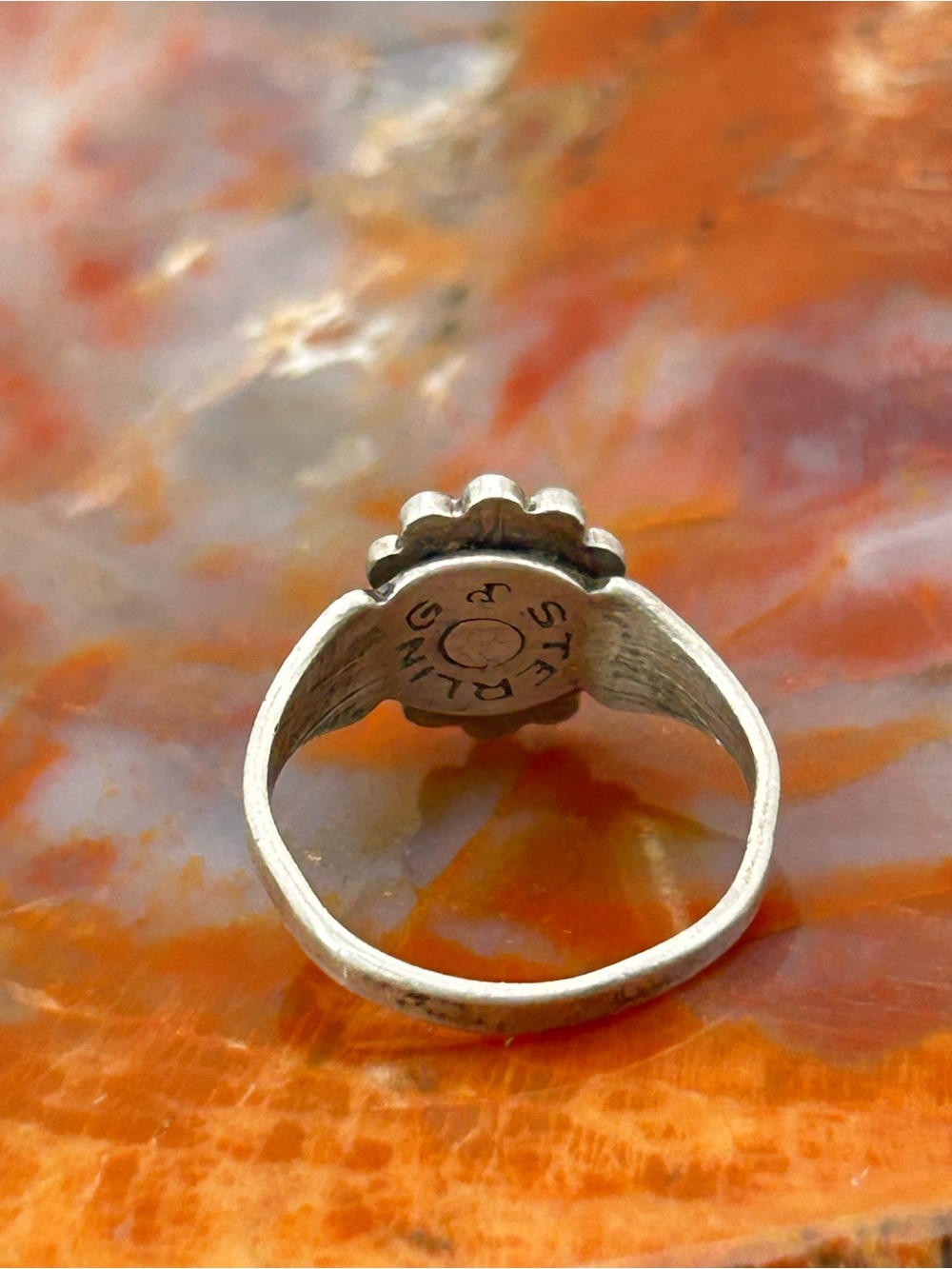 Sterling Silver Turquoise Pinky Ring - Size 3.5 - Picture 4 of 5